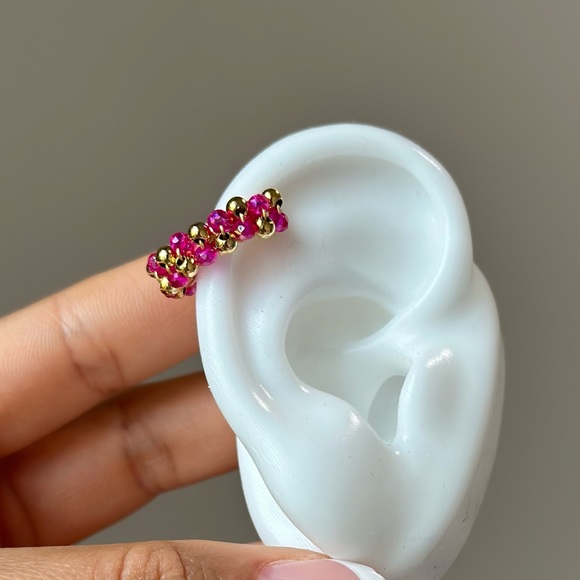 Gold-filled pink floreal ear cuff - Picture 2 of 3